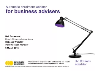 Automatic enrolment webinar   for business advisers