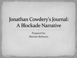 Jonathan Cowdery's Journal:  A Blockade Narrative
