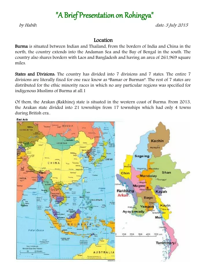 a brief presentation on rohingya