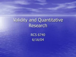 Validity and Quantitative Research