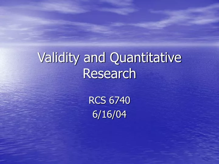 validity and quantitative research