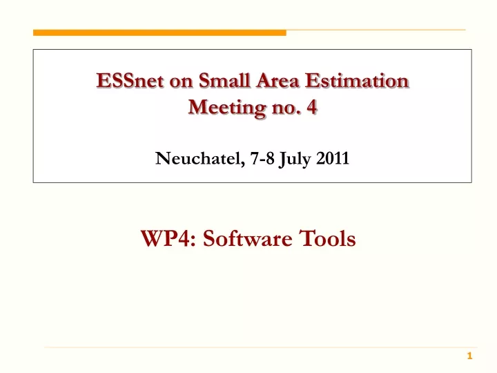 essnet on small area estimation meeting