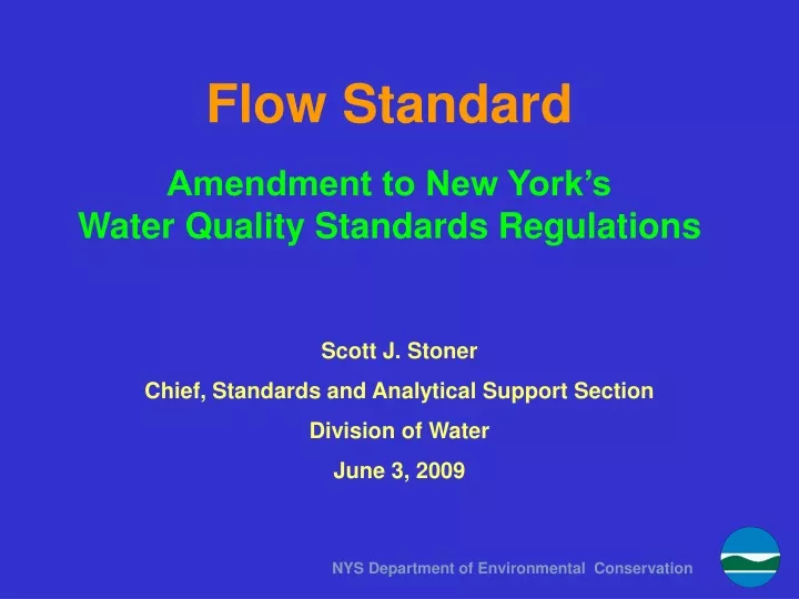 flow standard amendment to new york s water quality standards regulations