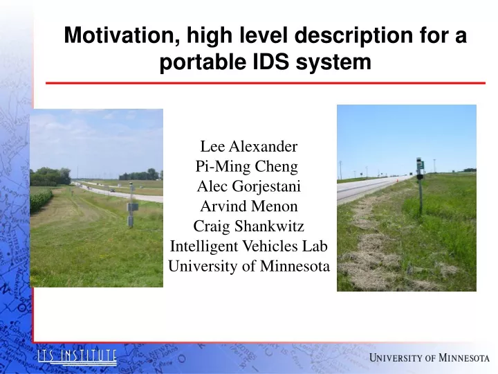 motivation high level description for a portable ids system