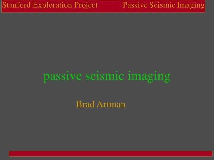 passive seismic imaging