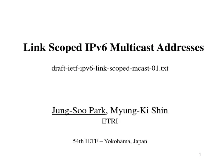 link scoped ipv6 multicast addresses