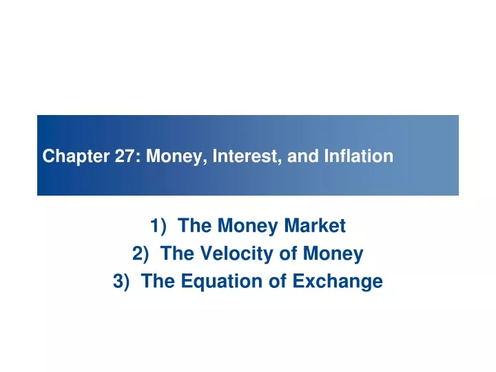 chapter 27 money interest and inflation