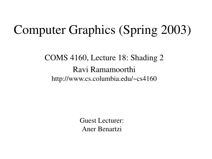 computer graphics spring 2003