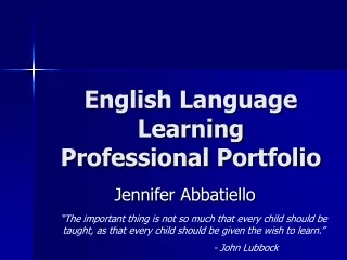 English Language Learning Professional Portfolio