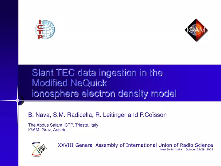 slant tec data ingestion in the modified nequick ionosphere electron density model