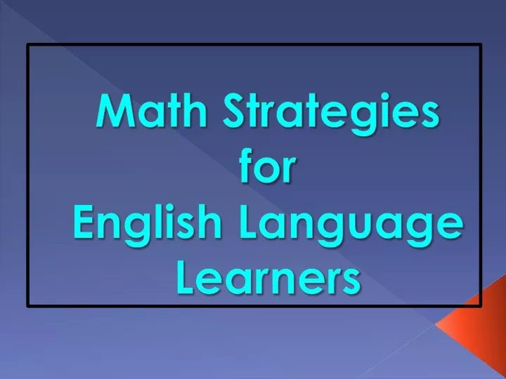 math strategies for english language learners