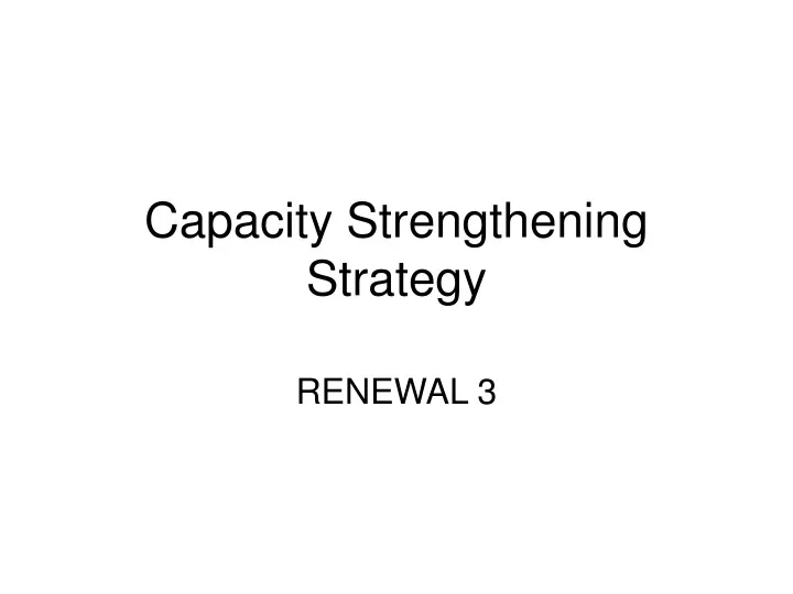 capacity strengthening strategy