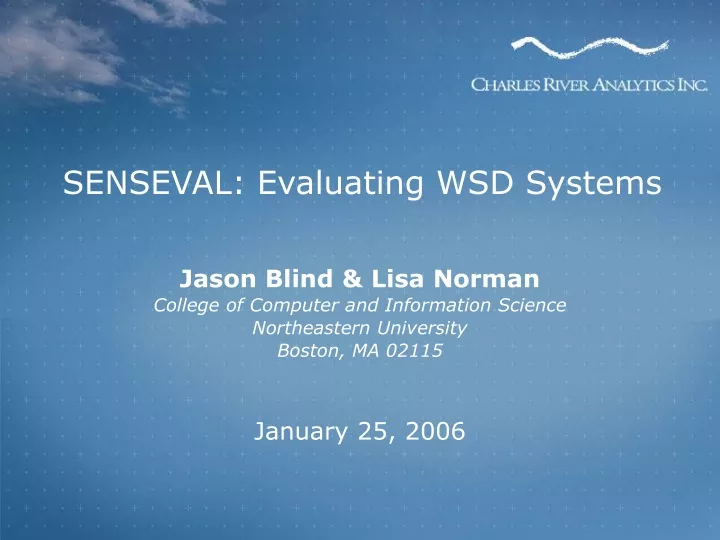 senseval evaluating wsd systems