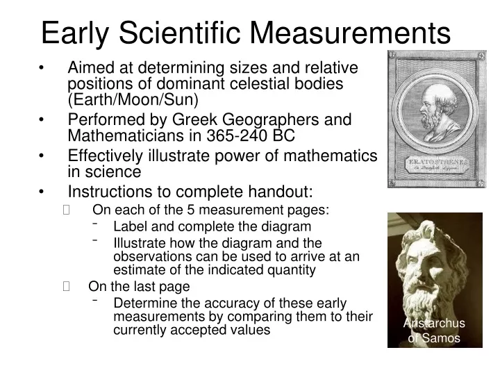 early scientific measurements