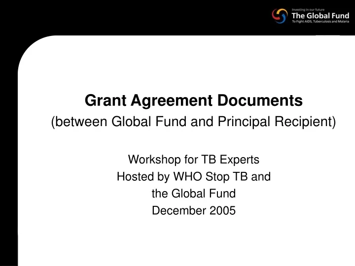 grant agreement documents between global fund