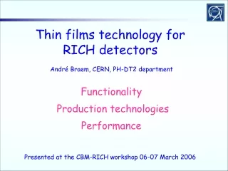 Thin films technology for RICH detectors