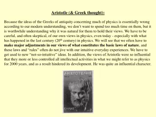 Aristotle (&amp; Greek thought):