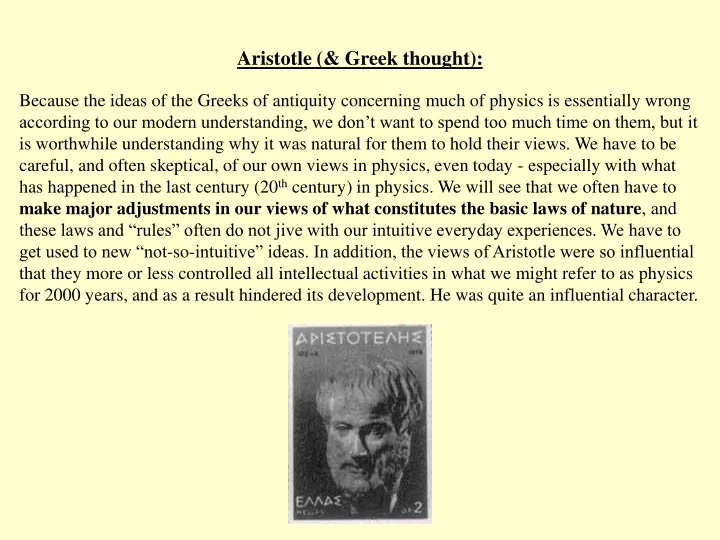 aristotle greek thought because the ideas