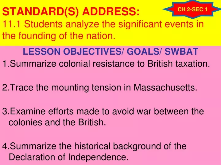 standard s address 11 1 students analyze the significant events in the founding of the nation