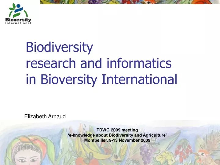biodiversity research and informatics in bioversity international