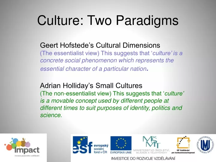 culture two paradigms