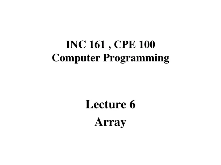 inc 161 cpe 100 computer programming