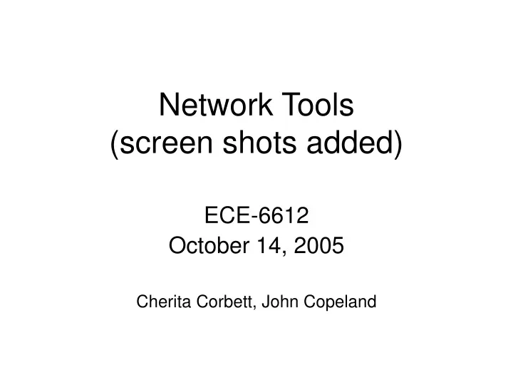 network tools screen shots added