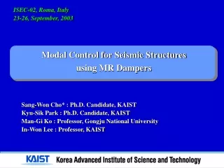 Sang-Won Cho* : Ph.D. Candidate, KAIST    Kyu-Sik Park :  Ph.D. Candidate, KAIST