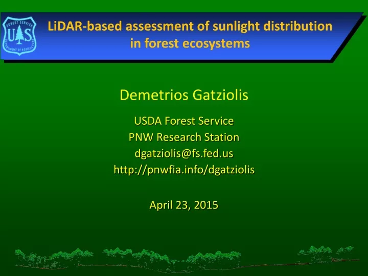 lidar based assessment of sunlight distribution