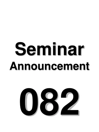 Seminar  Announcement