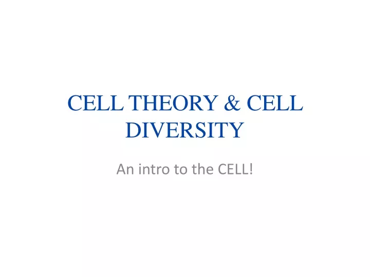 cell theory cell diversity