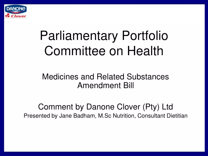 parliamentary portfolio committee on health