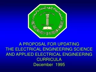A PROPOSAL FOR UPDATING THE ELECTRICAL ENGINEERING SCIENCE AND APPLIED ELECTRICAL ENGINEERING