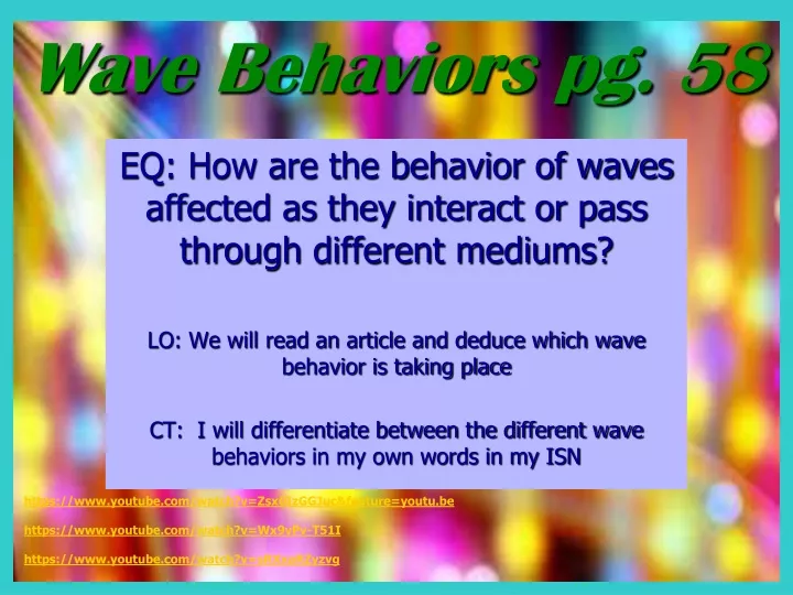 wave behaviors pg 58