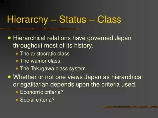 Hierarchy  – Status – Class