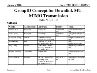 GroupID Concept for Downlink MU-MIMO Transmission