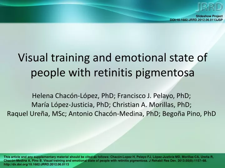 visual training and emotional state of people with retinitis pigmentosa