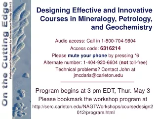 Designing Effective and Innovative Courses in Mineralogy, Petrology, and Geochemistry