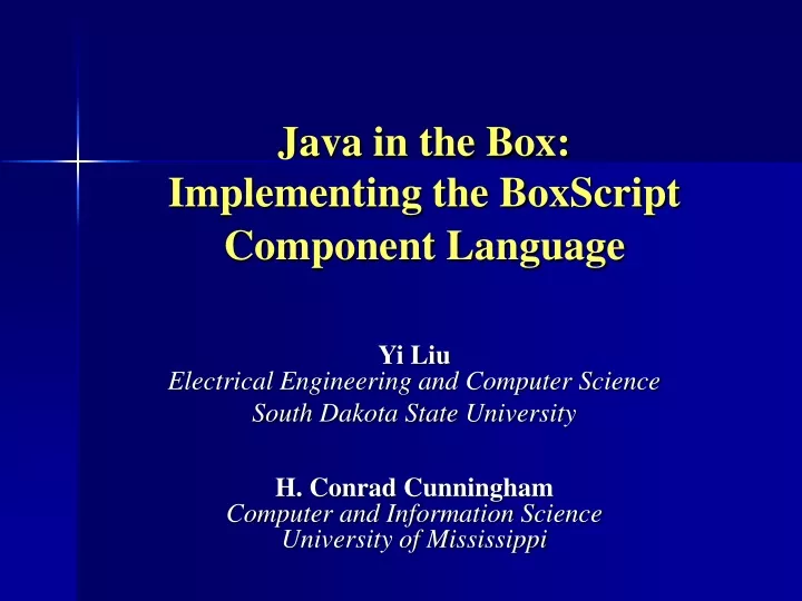 java in the box implementing the boxscript component language