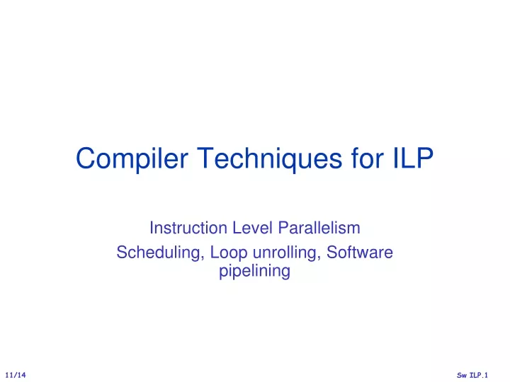 compiler techniques for ilp
