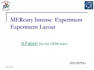 MERcury Intense  Experiment Experiment Layout