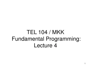 TEL 104 / MKK F undamental  Programming: Lecture 4