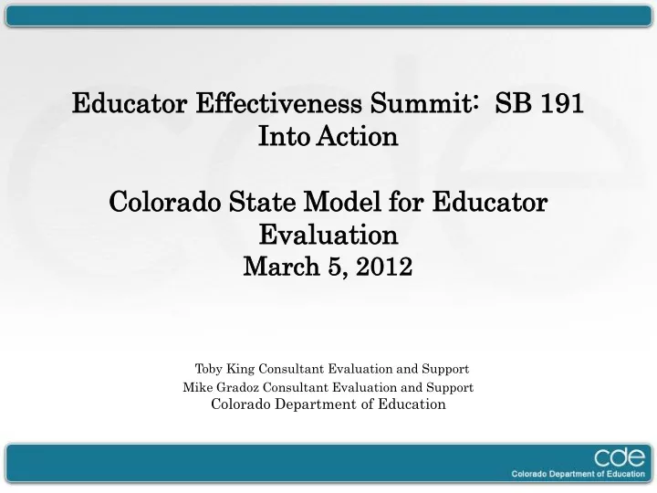 educator effectiveness summit sb 191 into action
