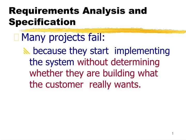 requirements analysis and specification