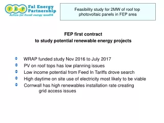 FEP first contract  to study potential renewable energy projects