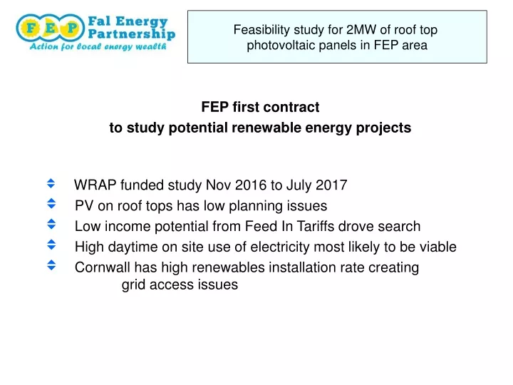 fep first contract to study potential renewable