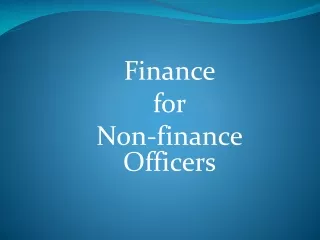 Finance  for  Non-finance Officers
