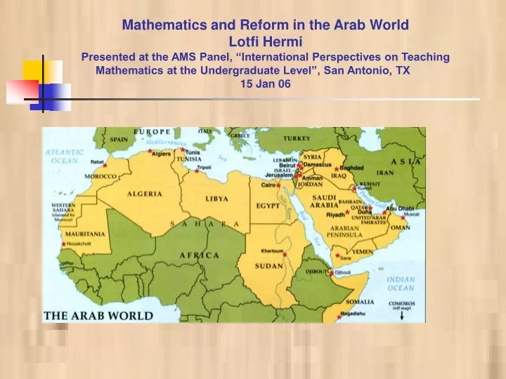 mathematics and reform in the arab world lotfi