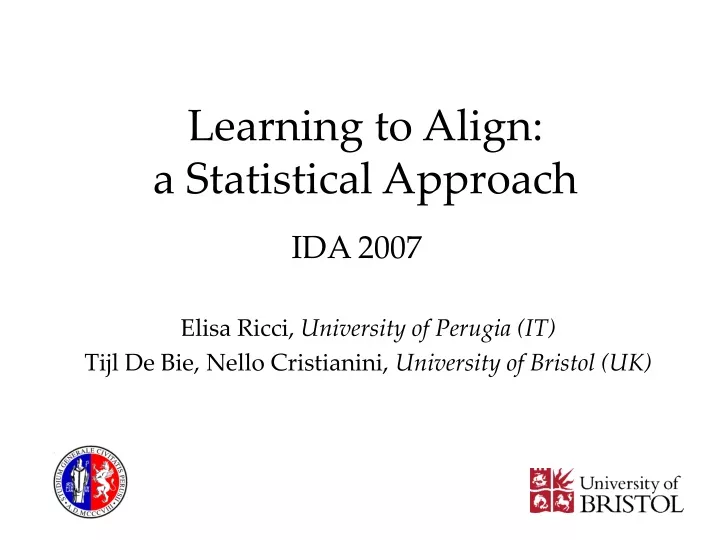 learning to align a statistical approach