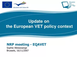 NRP meeting - EQAVET Sophie Weisswange Brussels, 16/11/2007
